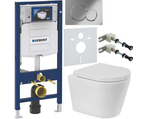 Комплект Унитаз подвесной BelBagno Flay-r + Крышка Norma BB865SC с микролифтом + Инсталляция Geberit Duofix UP 320 111.300.00.5 + Кнопка Sigma 01 115.770.21.5 хром + Крепления 111.815.00.1 к стене + Шумоизоляция