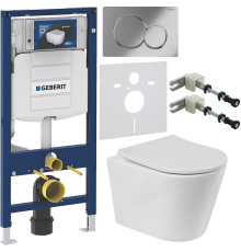 Комплект Унитаз подвесной BelBagno Flay-r + Крышка BB2031SC с микролифтом, петли хром + Инсталляция Geberit Duofix UP 320 111.300.00.5 + Кнопка Sigma 01 115.770.21.5 хром + Крепления 111.815.00.1 к стене + Шумоизоляция