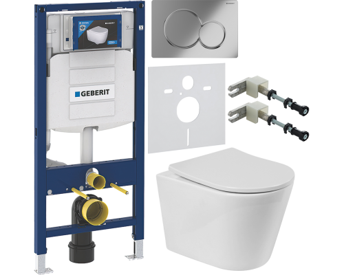 Комплект Унитаз подвесной BelBagno Flay-r + Крышка BB2031SC с микролифтом, петли хром + Инсталляция Geberit Duofix UP 320 111.300.00.5 + Кнопка Sigma 01 115.770.21.5 хром + Крепления 111.815.00.1 к стене + Шумоизоляция