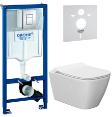Комплект Унитаз подвесной Ideal Standard I Life B T461401 безободковый, euro white + Крышка T500301 с микролифтом + Инсталляция Grohe Rapid SL 38772001 3 в 1 с кнопкой смыва + Шумоизоляция 37131000