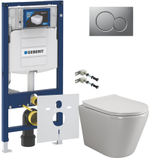Комплект Унитаз подвесной Ceramicanova Highlight Rimless CN1804 с микролифтом, безободковый + Крепления Geberit Duofix 111.815.00.1 к стене + Шумоизоляция 156.050.00.1 + Инсталляция UP 320 111.300.00.5 + Кнопка Sigma 01 115.770.JQ.5 лакированная, матовый 