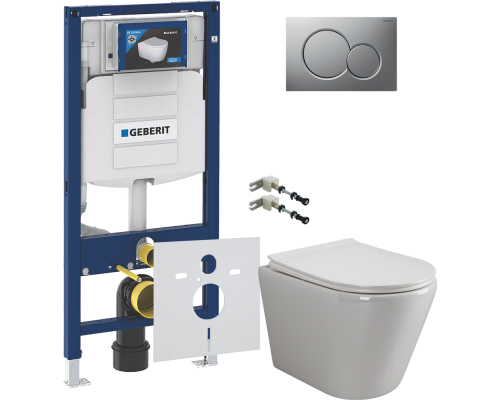 Комплект Унитаз подвесной Ceramicanova Highlight Rimless CN1804 с микролифтом, безободковый + Крепления Geberit Duofix 111.815.00.1 к стене + Шумоизоляция 156.050.00.1 + Инсталляция UP 320 111.300.00.5 + Кнопка Sigma 01 115.770.JQ.5 лакированная, матовый 