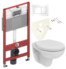 Комплект Унитаз подвесной Ideal Standard Eurovit K881201 безободковый + Инсталляция TECE Base 9400413 4 в 1 с кнопкой смыва