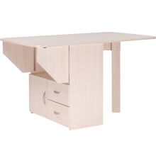 Стол-книжка Woodville 130x80 см, с дверкой и ящиками, дуб млечный