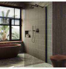 Душевая перегородка Maybahglass MGD-702-6ш 69 см, профиль черный, стекло бронза