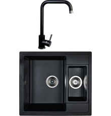 Комплект Мойка кухонная Wisent MWQ580-25 оникс + Смеситель W4998-4-25C оникс, хром