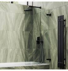 Шторка на ванну Maybahglass MGV-645-6 70 см, профиль черный, стекло прозрачное