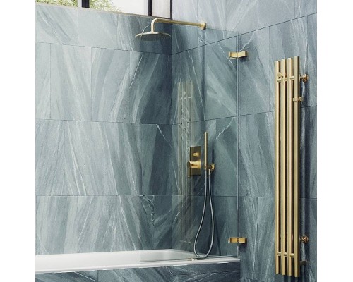 Шторка на ванну Maybahglass MGV-645-3 70 см, профиль золото, стекло прозрачное