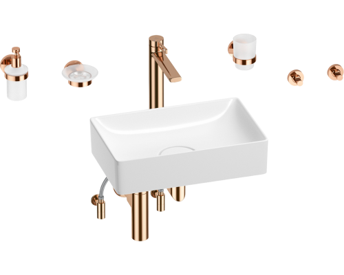 Комплект Wellsee Pure BY Wellsee 201006339 белый глянцевый, розовое золото, 9 в 1