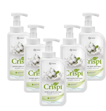 Набор Grass Средство для мытья посуды Grass Crispi пенка, с ценными маслами белого хлопка, 550 мл 5 шт