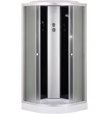 Душевая кабина EvaGold F101BS 100х100 см, четверть круга, низкий поддон, матовый хром, черная задняя стенка