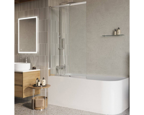 Шторка на ванну BelBagno Luce VF-11-80/145-C-Cr профиль хром, стекло прозрачное