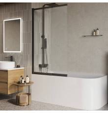 Шторка на ванну BelBagno Luce VF-11-80/145-C-NERO профиль матовый черный, стекло прозрачное