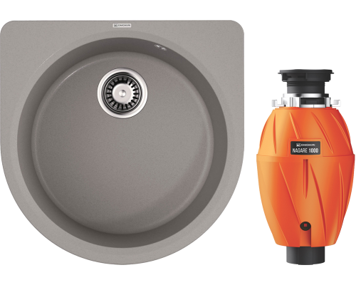 Комплект Мойка кухонная Omoikiri Akegata 51 Leningrad grey + Измельчитель Nagare 1000