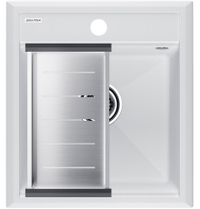 Мойка кухонная Paulmark Stepia PM114651-WH+A375-BS с коландером, белая