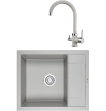 Комплект Мойка кухонная KRONA Flugel WR600-500 1 60х50 см, gray + Смеситель Brunnen H270 1 gray