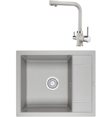 Комплект Мойка кухонная KRONA Flugel WRL780-500 1 78х50 см, gray + Смеситель Brunnen H315 1 gray