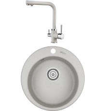 Комплект Мойка кухонная KRONA Runde D475 1 47,5 см, gray + Смеситель Brunnen H315 1 gray