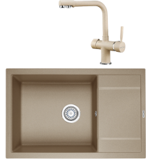 Комплект Мойка кухонная KRONA Flugel WRL780-500 1 78х50 см, sand + Смеситель Brunnen H290 1 sand