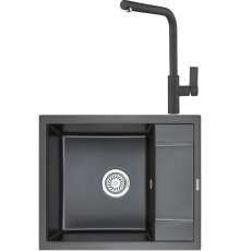 Комплект Мойка кухонная KRONA Flugel WR600-500 1 60х50 см, black + Смеситель Wasser H300 1 black