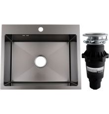 Комплект Мойка кухонная Alcora Sofia 3040065NB Nano Black, с сифоном + Измельчитель Bone Crusher BC 810-SL Slim Line