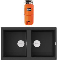 Комплект Мойка кухонная Omoikiri Kitagawa 86-2-GB графит + Измельчитель Nagare slim 1250