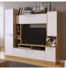 Стенка для гостиной Mebelson Токио CTV-010 дуб крафт золотой, белое дерево
