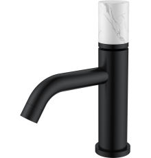 Смеситель для раковины Boheme Stick 121-B-MR-W черный, белый мрамор