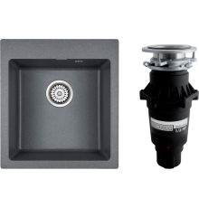 Комплект Мойка кухонная Paulmark Kante 45 PM104651-DG графит + Измельчитель Bone Crusher BC 810-SL Slim Line