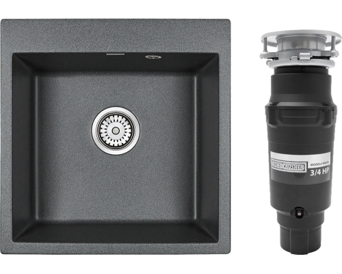 Комплект Мойка кухонная Paulmark Kante 50 PM105152-DG графит + Измельчитель Bone Crusher BC 910-SL-Slim Line