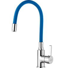 Смеситель для кухни Ledeme Rainbow L4898-6 с гибким изливом, хром, синий