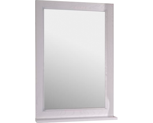 Зеркало ASB-Woodline Гранда 60 белое, патина серебро, с полкой