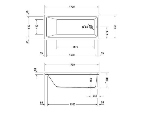 Duravit Vero Air Ванна 170x75см, встраиваемая, Air-System, цвет: белый. 760412000AS0000