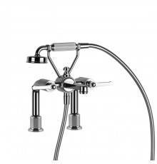 Gessi Venti20 Смеситель для установки на борт ванны на 2 отверстия, двухвентильный, с ручным душем и шлангом 1500 мм., цвет: хром. 65115#031