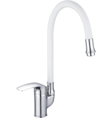 Смеситель для кухни Shevanik S5543-1 с гибким изливом, хром, белый
