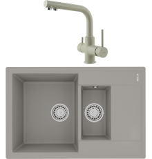 Комплект Мойка кухонная Lemark Ramza 760 9910039 грей + Смеситель Comfort LM3061PGR грей