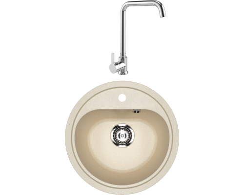 Комплект Мойка кухонная Ulgran U-700 -328 бежевая + Смеситель MEGA Ege MG-PL10 хром