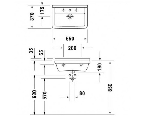 Duravit  Starck III Раковина 55х37 см, 1 отв., цвет: белый. 0301550000,  0865170000