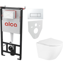 Комплект Унитаз подвесной BelBagno Uno BB3105CHR/SC + Инсталляция AlcaPlast AM101/1120-4:1 RU M571-0001 кнопка смыва хром