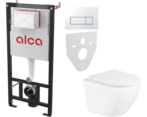 Комплект Унитаз подвесной BelBagno Uno BB3105CHR/SC + Инсталляция AlcaPlast AM101/1120-4:1 RU M571-0001 кнопка смыва хром