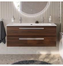 Тумба с раковиной Cezares Eco Cer-N 120, орех шоколад софт, раковина Eco 120-1-2, ручки серые
