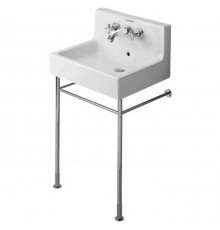 Duravit Vero Консоль металлическая 60x47см, с раковиной на 3 отв. под смеситель, напольная, цвет: белый/хром. 0030631000,  0453600025