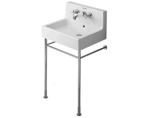 Duravit Vero Консоль металлическая 60x47см, с раковиной на 3 отв. под смеситель, напольная, цвет: белый/хром. 0030631000,  0453600025