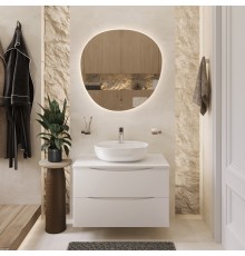 Мебель для ванной комнаты BOND Cube 80 подвесная, белая матовая, с раковиной Oval S01-500