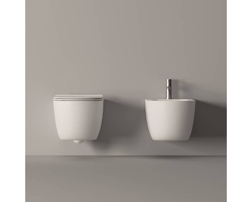 Alice Unica Унитаз 55х35см., подвесной, безободковый, без сиденья и крышки, цвет: белый глянцевый. 32240101,  FIX10