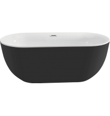 Акриловая ванна AQUATEK Афина AQ-144778BL 170x80 см, отдельностоящая, овальная, с ножками, со сливом-переливом, черный глянец