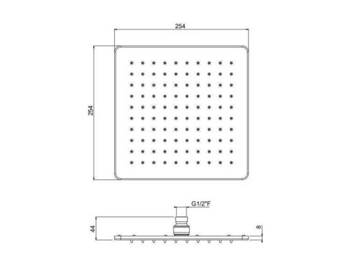 Carimali OttoMillimetri Верхний душ 25х25см., потолочный, инспектируемый, цвет: хром. 8MM0005CRX