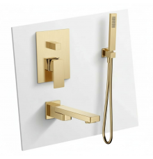 AQM8411BG Savona Набор для комплектации ванны с изливом и ручным душем, цвет золото шлифованное AQM8411BG