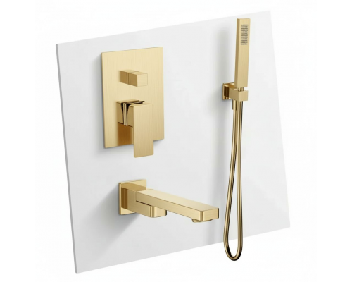 AQM8411BG Savona Набор для комплектации ванны с изливом и ручным душем, цвет золото шлифованное AQM8411BG