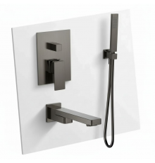 AQM8411GM Savona Набор для комплектации ванны с изливом и ручным душем, цвет металл AQM8411GM